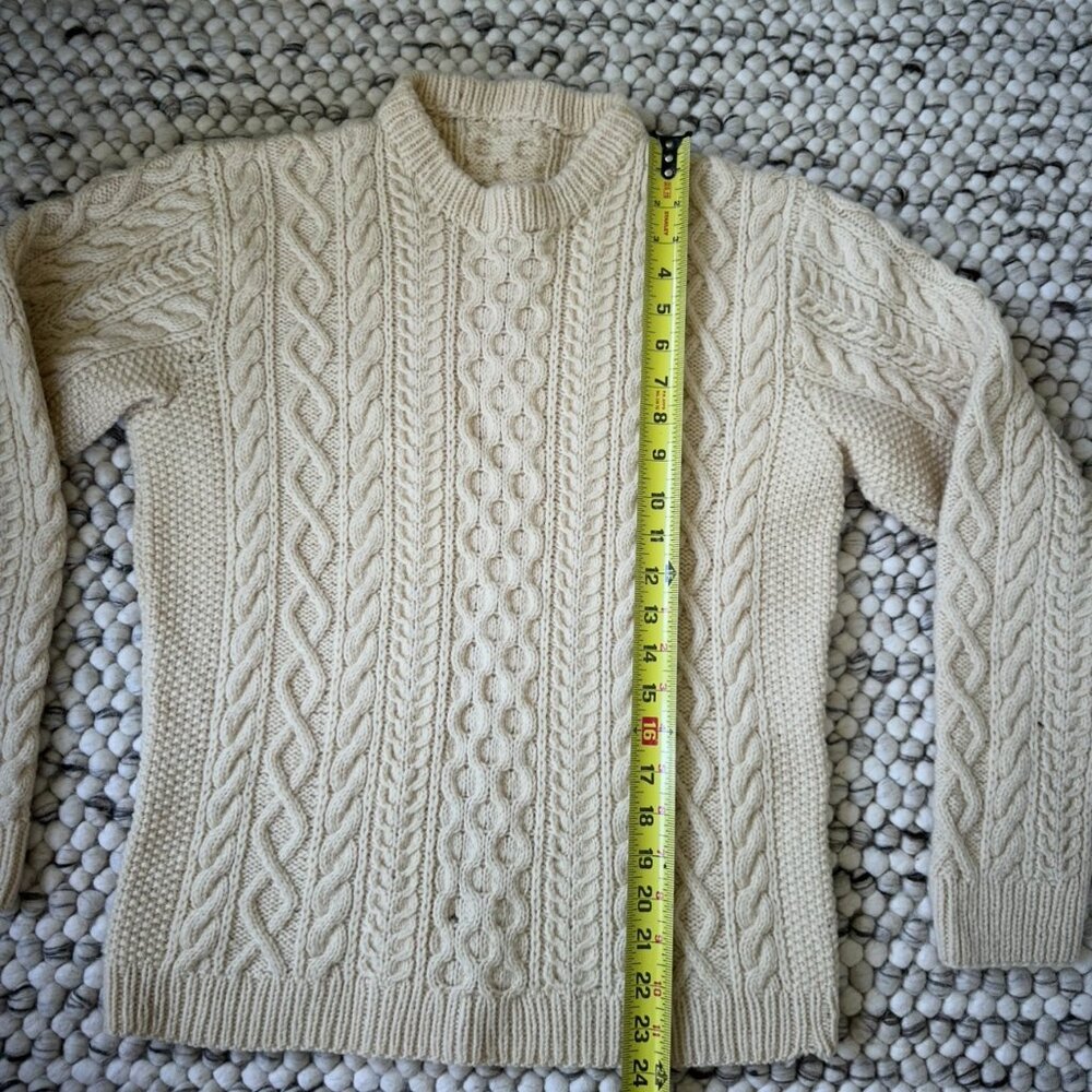 Handknit Fisherman Cable Knit Wool Sweater - Picture 3 of 4